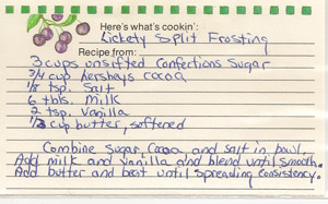 lickity split frosting recipe card